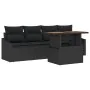 Conjunto de sofá de jardín Conjunto de 5 Negro Ratán, Poliéster de , Sofás de exterior - Ref: Foro24-3349771, Precio: 347,12 ...