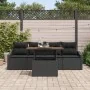 Conjunto de sofá de jardín Conjunto de 5 Negro Ratán, Poliéster de , Sofás de exterior - Ref: Foro24-3349771, Precio: 347,12 ...