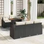 Conjunto de Comedor de Jardín de 6 Piezas con Cojines Negro Ratán Económico Acacia | Foro24.es | Tu tienda online para hogar, jardín y más Foro24.es
