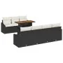 Conjunto de comedor de jardín de 8 piezas con cojines de ratán poli negro acacia | Foro24.es | Tu tienda online para hogar, jardín y más Foro24.es