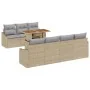 Juego de Comedor de Jardín de 8 Piezas con Cojines Beige Ratán Poli Acacia by , Outdoor sofas - Ref: Foro24-3349797, Price: 5...