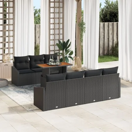 Set de Sofá de Jardín Set de 8 Negro Poliratán | Foro24.es | Tu tienda online para hogar, jardín y más Foro24.es