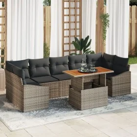 Conjunto de Jardín de 8 Piezas con Cojines Gris