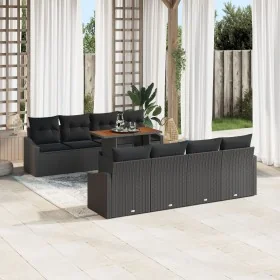 Juego de Sofá de Jardín Conjunto de 7 Negro Ratán