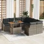 Juego de Comedor de Jardín de 9 Piezas con Cojines Gris de Ratán Poliéster Acacia by , Outdoor sofas - Ref: Foro24-3349817, P...