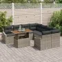 Juego de Comedor de Jardín de 9 Piezas con Cojines Gris de Ratán Poliéster Acacia by , Outdoor sofas - Ref: Foro24-3349817, P...
