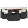 Juego de Comedor de Jardín de 5 Piezas con Cojines Negro de Ratán Polivalente de , Sofás de exterior - Ref: Foro24-3349830, P...
