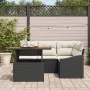 Juego de Comedor de Jardín de 5 Piezas con Cojines Negro de Ratán Polivalente de , Sofás de exterior - Ref: Foro24-3349830, P...