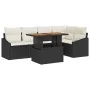 Conjunto de Comedor de Jardín de 6 Piezas con Cojines Ratán Sintético Negro de , Sofás de exterior - Ref: Foro24-3349837, Pre...