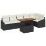 Set de comedor de jardín de 7 piezas con cojines negro de poliratán acacia | Foro24.es | Tu tienda online para hogar, jardín y más Foro24.es