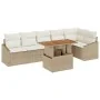 Juego de Comedor de Jardín de 7 Piezas con Cojines Beige de Ratán Sintético Acacia | Foro24.es | Tu tienda online para hogar, jardín y más Foro24.es