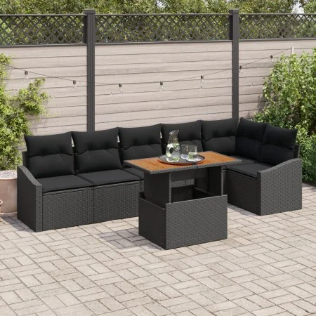 Conjunto de Sofás de Jardín Set de 7 Negro Ratán by , Outdoor sofas - Ref: Foro24-3349848, Price: 493,87 €, Discount: -5%%