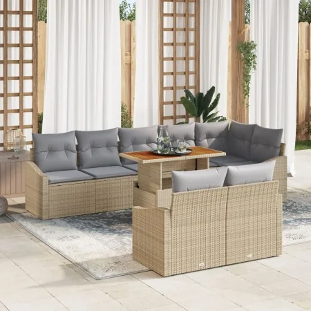 Juego de comedor de jardín de 9 piezas con cojines Beige Poliratán Acacia by , Outdoor sofas - Ref: Foro24-3349853, Price: 66...