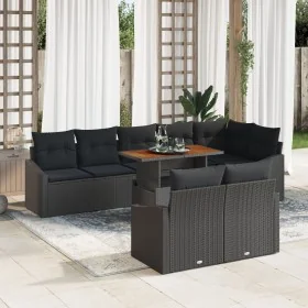 Conjunto de Sofá de Jardín Juego de 9 Negro y