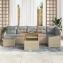 Conjunto de Comedor Jardín de 8 Piezas con Cojines Beige Ratán Polimérico de , Sofás de exterior - Ref: Foro24-3349867, Preci...