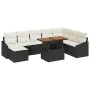 Conjunto de Comedor de Jardín de 9 Piezas con Cojines Negros de Ratán Poliéster y Acacia | Foro24.es | Tu tienda online para hogar, jardín y más Foro24.es