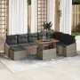 Conjunto de Comedor de Jardín de 9 Piezas con Cojines Gris Poliratan Acacia | Foro24.es | Tu tienda online para hogar, jardín y más Foro24.es