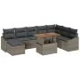 Conjunto de Comedor de Jardín de 9 Piezas con Cojines Gris Poliratan Acacia | Foro24.es | Tu tienda online para hogar, jardín y más Foro24.es