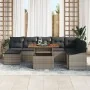 Conjunto de Comedor de Jardín de 9 Piezas con Cojines Gris Poliratan Acacia | Foro24.es | Tu tienda online para hogar, jardín y más Foro24.es