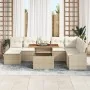 Conjunto de Comedor de Jardín de 9 Piezas con Cojines Beige Ratán Poliéster Acacia de , Sofás de exterior - Ref: Foro24-33498...