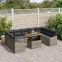 Conjunto de Comedor de Jardín de 10 Piezas con Cojines Gris Ratán Sintético Acacia von , Outdoor-Sofas - Ref: Foro24-3349880,...