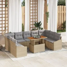 Juego de Comedor de Jardín de 10 Piezas con Cojines Ratán Beige by , Outdoor sofas - Ref: Foro24-3349881, Price: 662,15 €, Di...