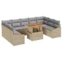 Juego de Comedor de Jardín de 10 Piezas con Cojines Ratán Beige de , Sofás de exterior - Ref: Foro24-3349881, Precio: 665,33 ...