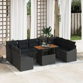 Conjunto de sofá de jardín 10 piezas Negro y