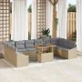 Juego de Comedor de Jardín de 11 Piezas con Cojines Beige Ratán Polipropileno Acacia by , Outdoor sofas - Ref: Foro24-3349888...