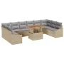 Juego de Comedor de Jardín de 11 Piezas con Cojines Beige Ratán Polipropileno Acacia by , Outdoor sofas - Ref: Foro24-3349888...