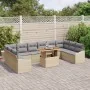Juego de Comedor de Jardín de 11 Piezas con Cojines Beige Ratán Polipropileno Acacia by , Outdoor sofas - Ref: Foro24-3349888...