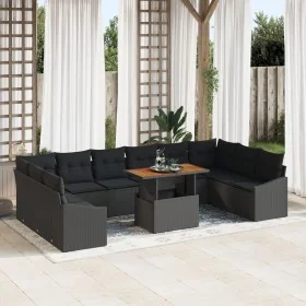 Conjunto de Sofá de Jardín Juego de 11 Negro