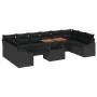 Conjunto de Sofá de Jardín Juego de 11 Negro Ratán, Tapa de Madera by , Outdoor sofas - Ref: Foro24-3349890, Price: 744,63 €,...