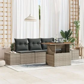 Conjunto de Sofá de Jardín Set de 5 Gris, Marrón (Ratan) by , Outdoor sofas - Ref: Foro24-3349894, Price: 366,53 €, Discount:...