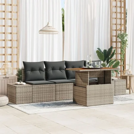 Conjunto de Sofá de Jardín Set de 5 Gris, Marrón (Ratan) by , Outdoor sofas - Ref: Foro24-3349894, Price: 366,53 €, Discount:...