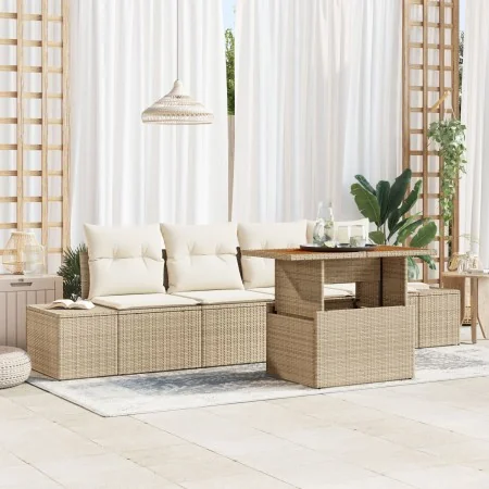 Set de sofá de jardín Set de 5 Beige Ratán Muebles de exterior by , Outdoor sofas - Ref: Foro24-3349896, Price: 401,22 €, Dis...