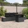 Juego de Sofá de Jardín Set de 5 Negro Ratán, Tela by , Outdoor sofas - Ref: Foro24-3349897, Price: 370,65 €, Discount: -5%%