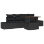 Juego de Sofá de Jardín Set de 5 Negro Ratán, Tela by , Outdoor sofas - Ref: Foro24-3349897, Price: 370,65 €, Discount: -5%%