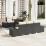 Juego de Comedor de Jardín de 6 Piezas con Cojines Negro Poliratán Acacia von , Outdoor-Sofas - Ref: Foro24-3349900, Preis: 4...