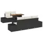 Juego de Comedor de Jardín de 6 Piezas con Cojines Negro Poliratán Acacia von , Outdoor-Sofas - Ref: Foro24-3349900, Preis: 4...