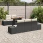 Juego de Comedor de Jardín de 6 Piezas con Cojines Negro Poliratán Acacia von , Outdoor-Sofas - Ref: Foro24-3349900, Preis: 4...