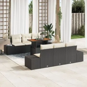 Conjunto Sofá Jardín 7 Piezas Beige y Negro Ratán y Poliéster by , Outdoor sofas - Ref: Foro24-3349907, Price: 544,75 €, Disc...