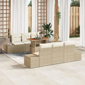 Conjunto de Sofá de Jardín 7 Piezas Beige, Crema Ratán, Tela by , Outdoor sofas - Ref: Foro24-3349910, Price: 581,49 €, Disco...