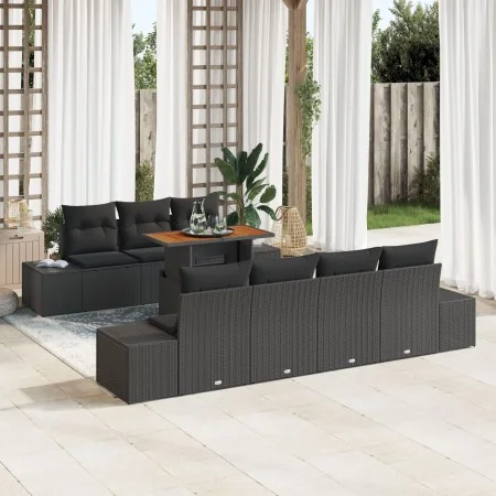 Juego de Sofá de Jardín Conjunto de 8 Negro y Marrón von , Outdoor-Sofas - Ref: Foro24-3349925, Preis: 594,92 €, Rabatt: -5%%