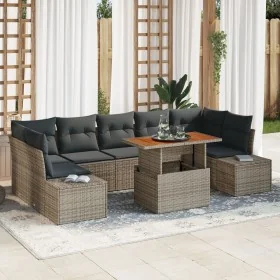 Conjunto de Sofá de Jardín Set de 8 Marrón, Gris