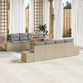 Juego de Sofá de Jardín Set de 7 Beige Poliratán
