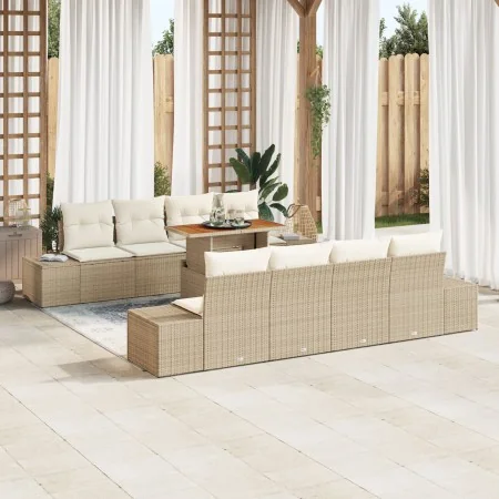 Juego de sofá de jardín Set de 7 Beige y crema Ratán y poliéster by , Outdoor sofas - Ref: Foro24-3349938, Price: 708,44 €, D...