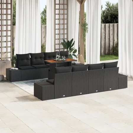 Juego de Sofá de Jardín Set de 7 Negro Ratán y Cojines de Tela by , Outdoor sofas - Ref: Foro24-3349939, Price: 664,91 €, Dis...