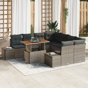 Conjunto de Sofá de Jardín Juego de 9 Gris