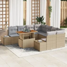 Conjunto de Sofá de Jardín Juego de 9 Beige con